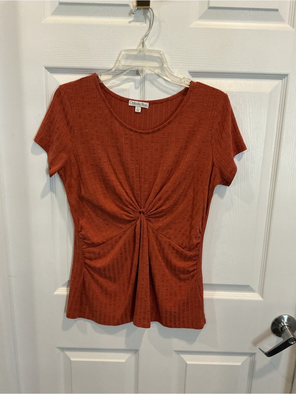 Twist-Front Short Sleeve Top - Rust